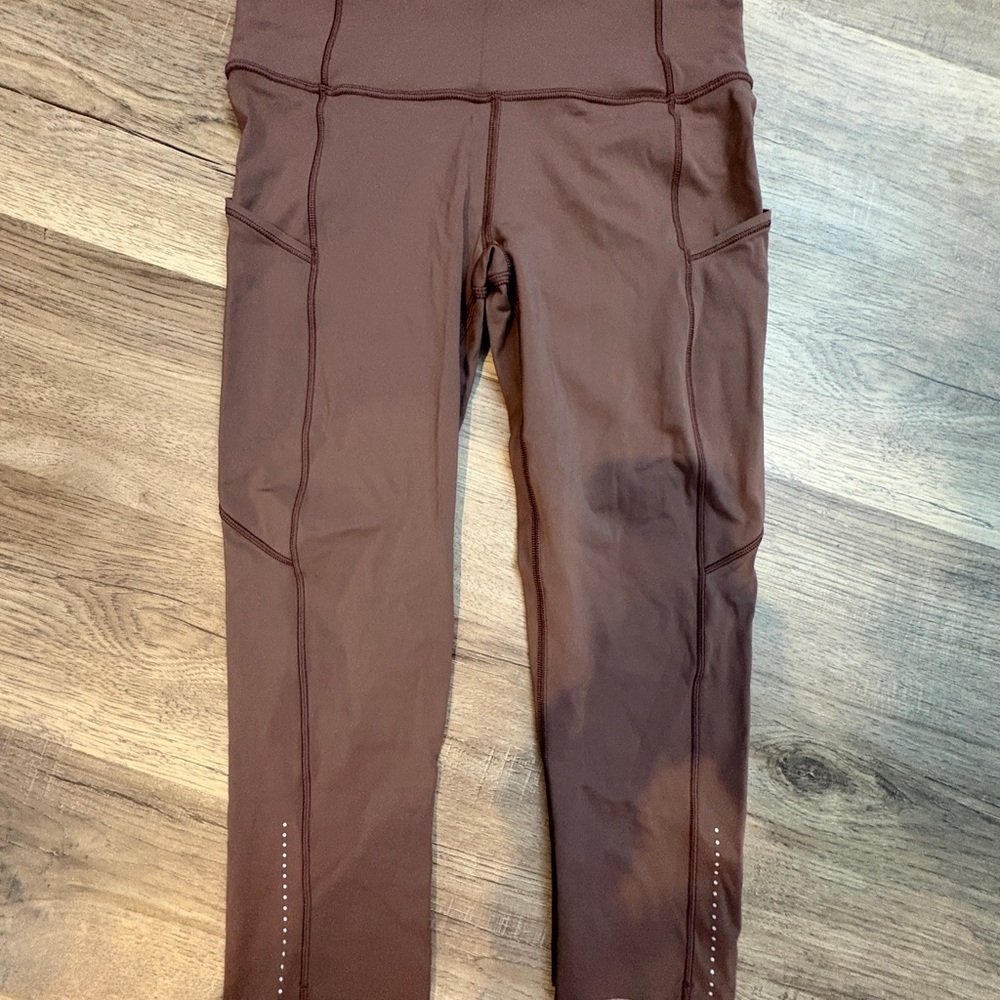 Lululemon fast and free cropped leggings brown size 6